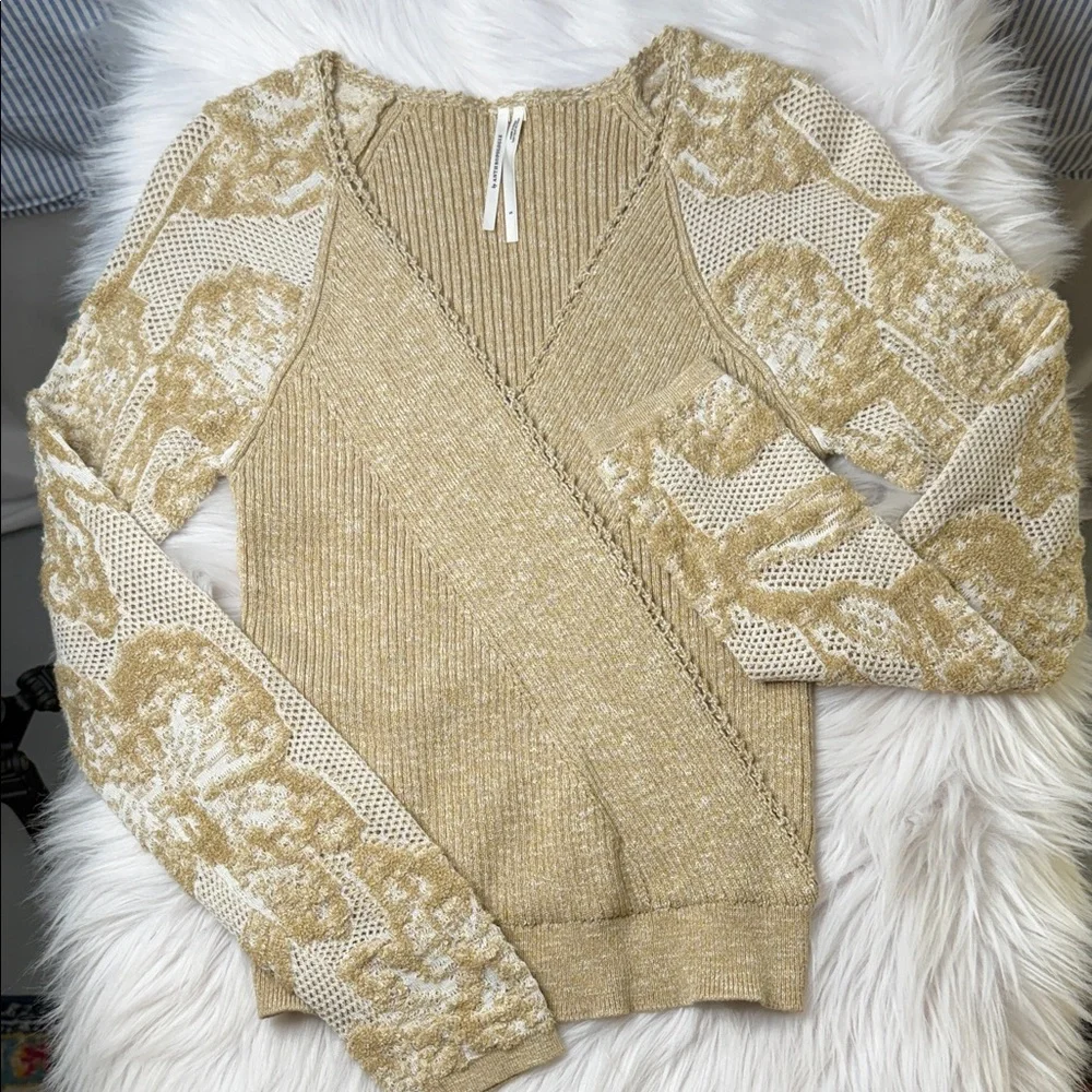 Anthropologie Beige and Cream Lace Knit Sweater - Picture 10 of 15